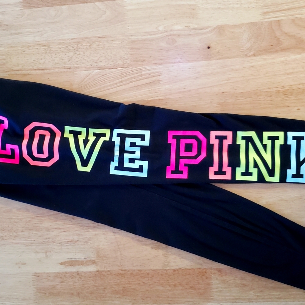 VS Love Pink Neon Rainbow Colored yoga cotton Legging medium